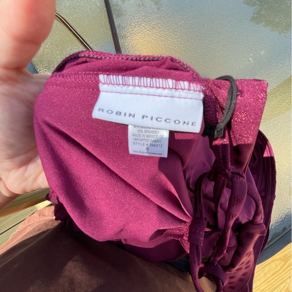 NWT Robin Piccone Julianna SZ 8 Solid Red Ruffled One-Piece Swimsuit - Picture 11 of 12